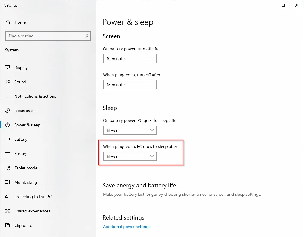 Windows Power Settings